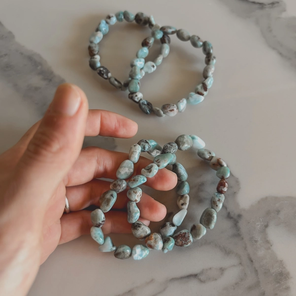 bracciale sassolini Larimar macchiato