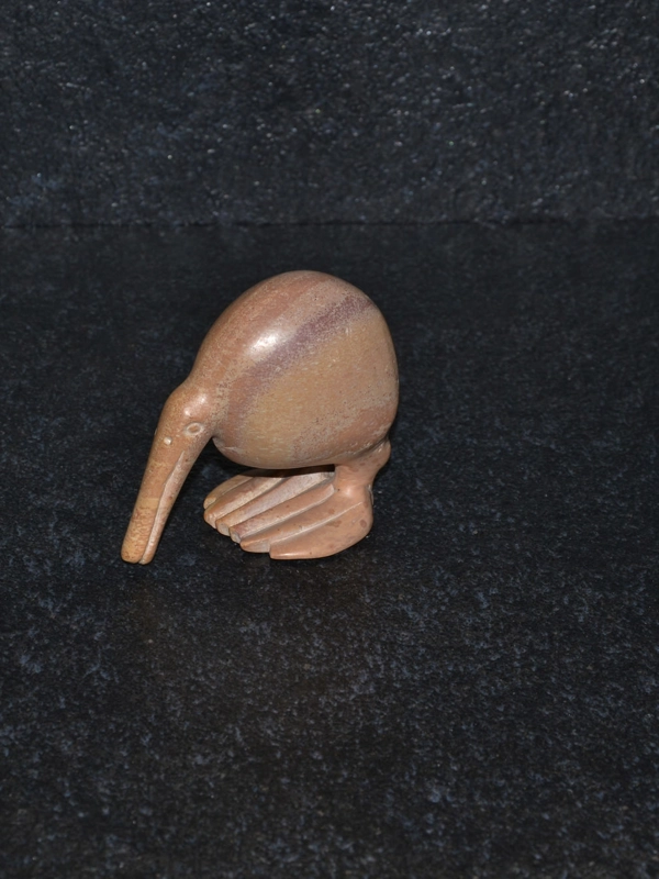 Animale kiwi in pietra steatite o saponaria.