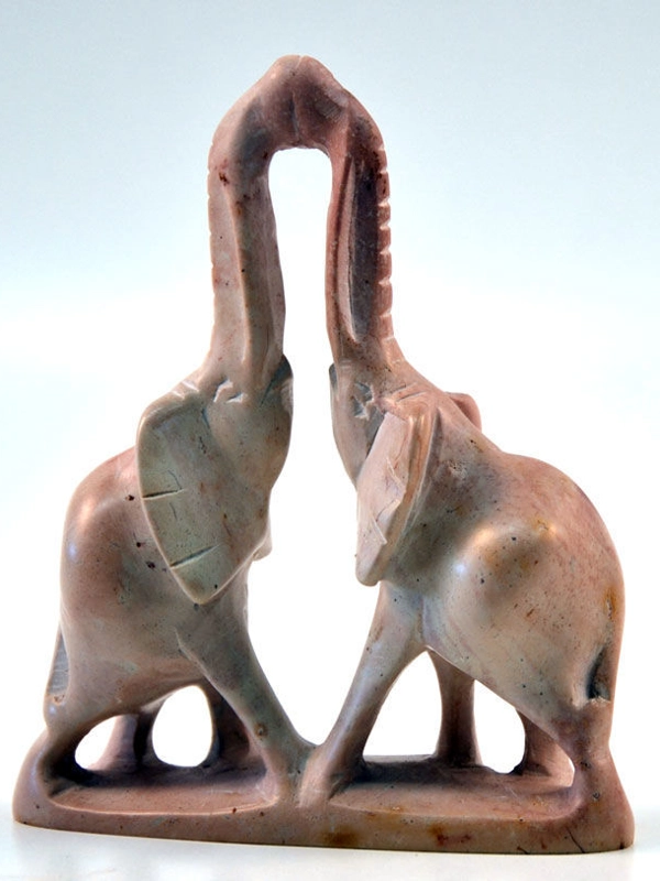 Bacio elefanti in pietra saponaria (steatite)