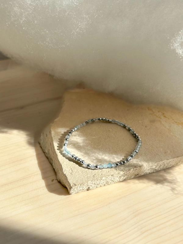 bracciale double - ematite e acquamarina