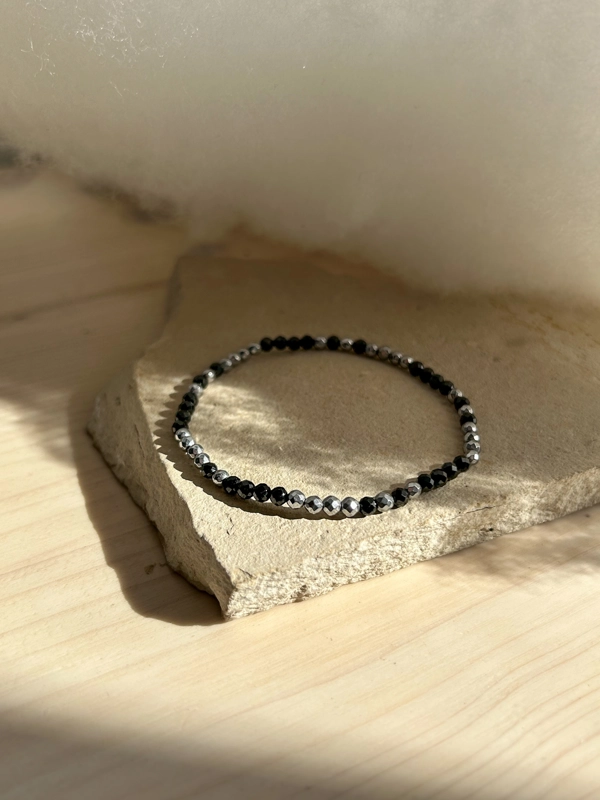 bracciale double - ematite e spinello nero