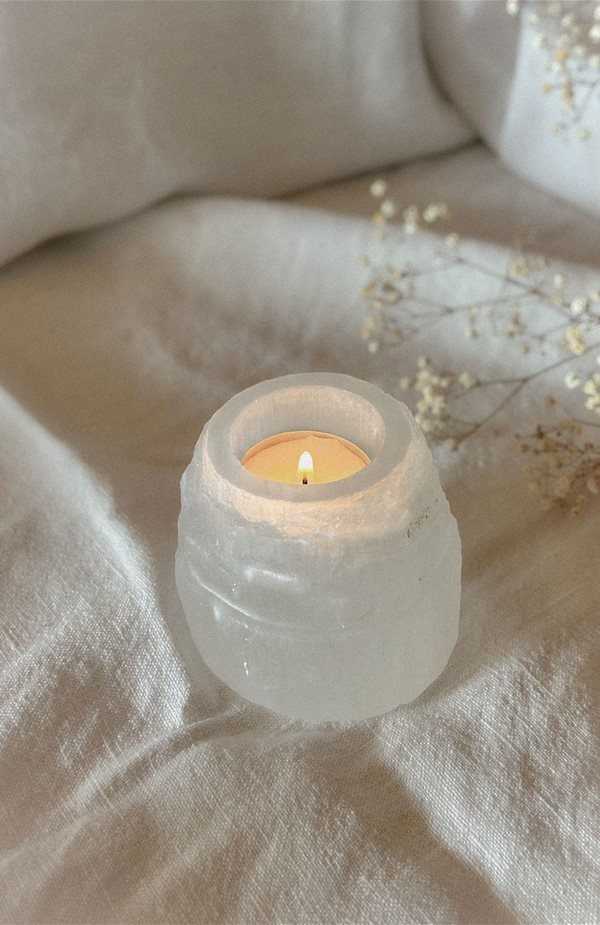 portacandela in Selenite grezza ♡