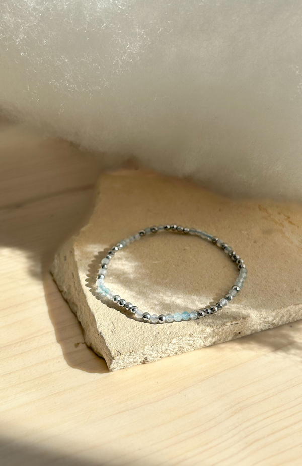 bracciale double - ematite e acquamarina