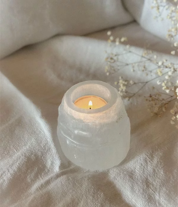 portacandela in Selenite grezza ♡