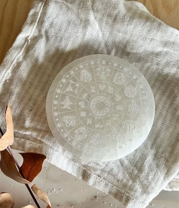 disco in Selenite con Zodiaco