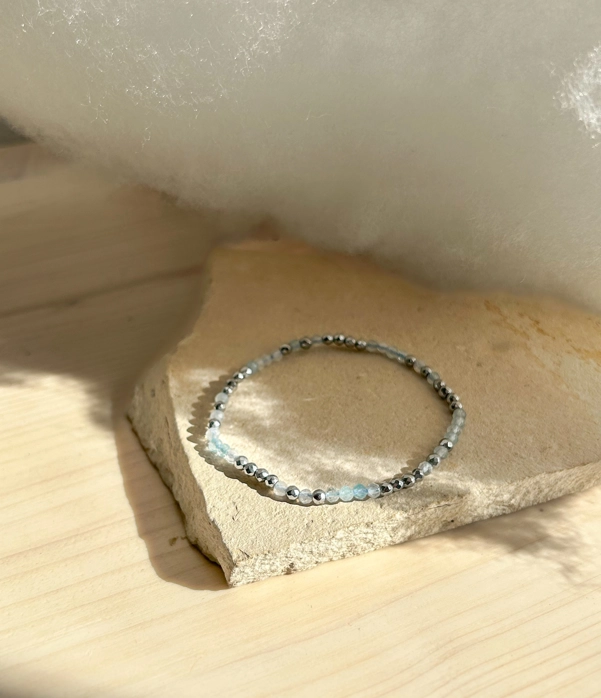 bracciale double - ematite e acquamarina