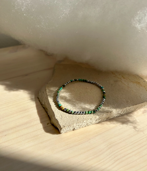 bracciale double - ematite e turchese africano