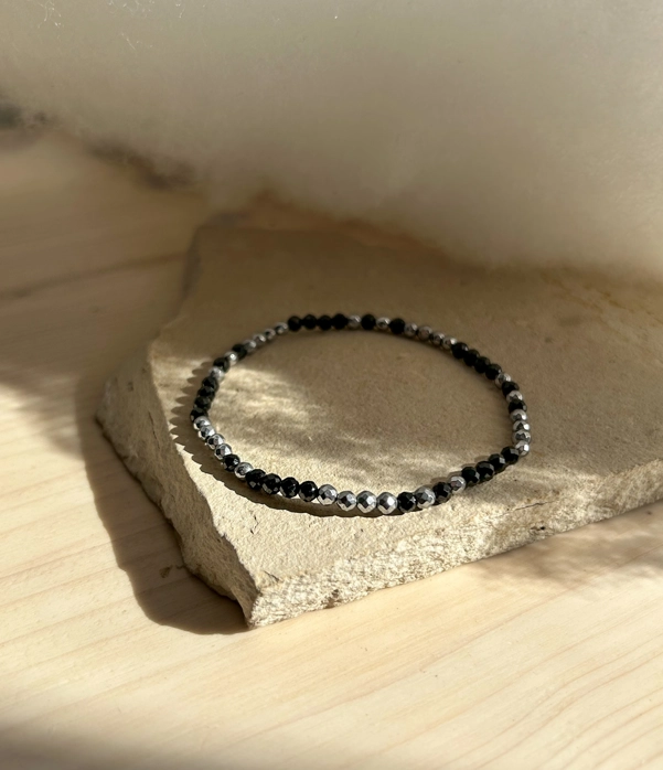 bracciale double - ematite e spinello nero