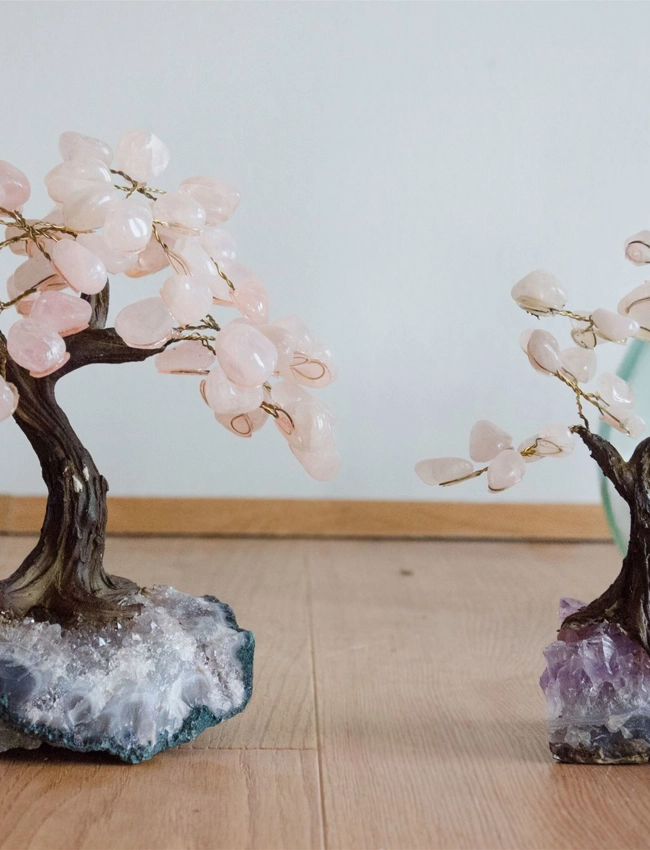 bonsai fatto a mano in Quarzo Rosa