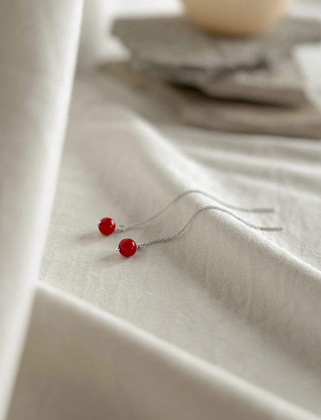 orecchini saliscendi Corallo Bamboo