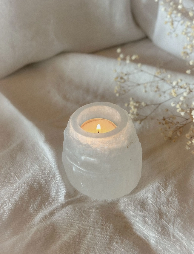 portacandela in Selenite grezza ♡