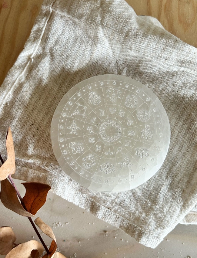 disco in Selenite con Zodiaco
