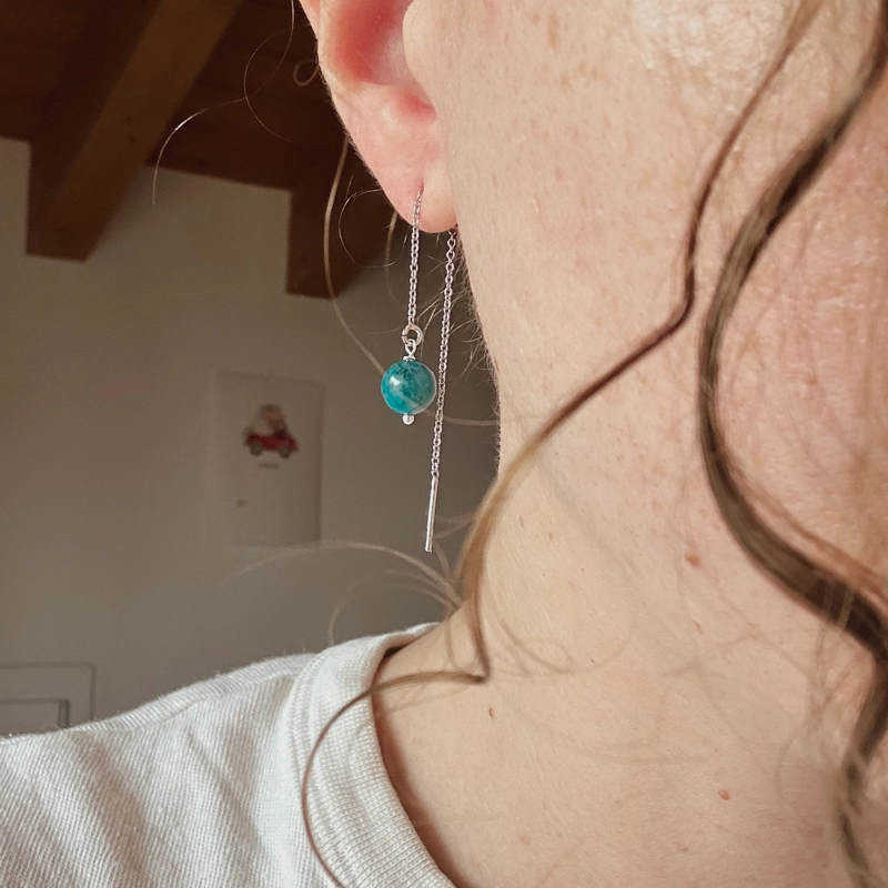 orecchini saliscendi Apatite Blu