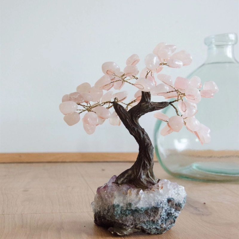bonsai fatto a mano in Quarzo Rosa