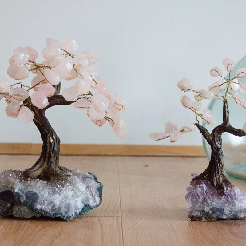 bonsai fatto a mano in Quarzo Rosa