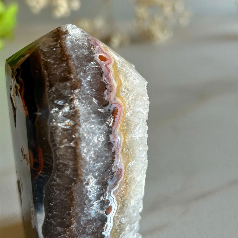 punta in calcedonio con agata corniola