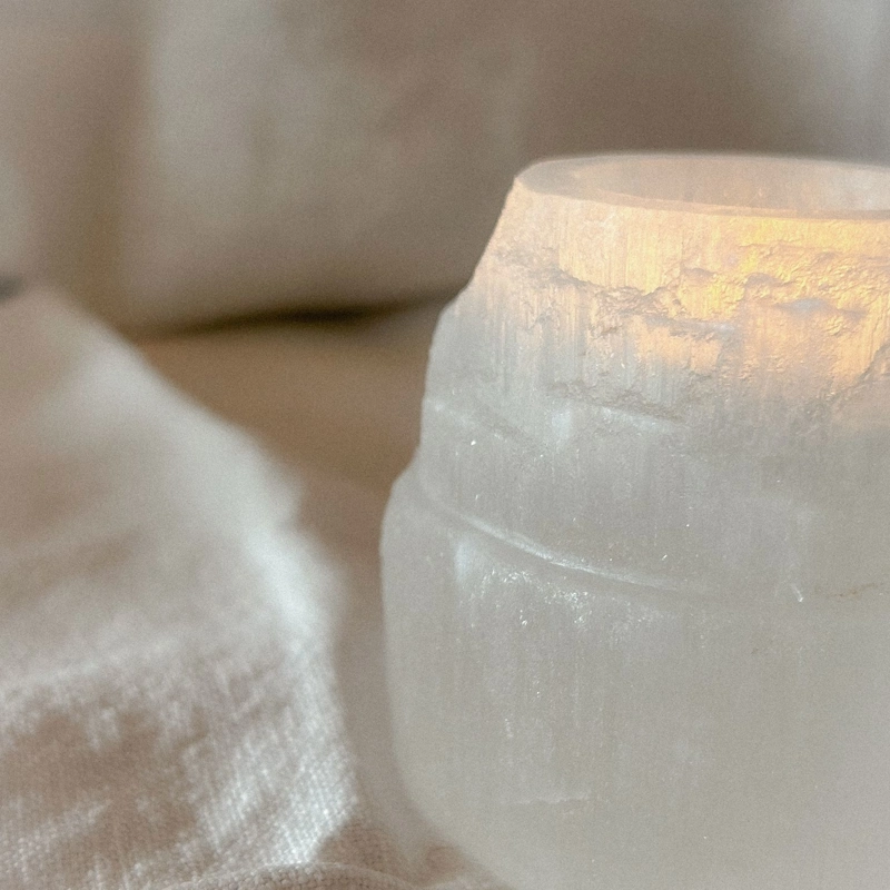 portacandela in Selenite grezza ♡