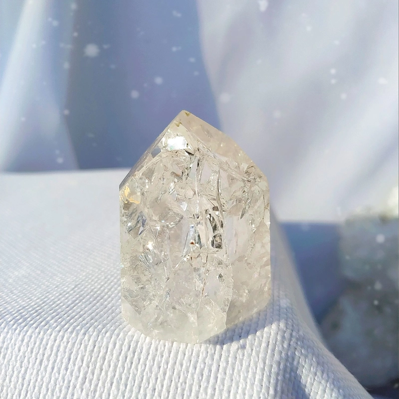 Punta in Quarzo Ialino ghiacciato