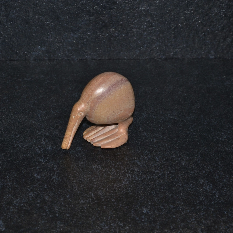 Animale kiwi in pietra steatite o saponaria.