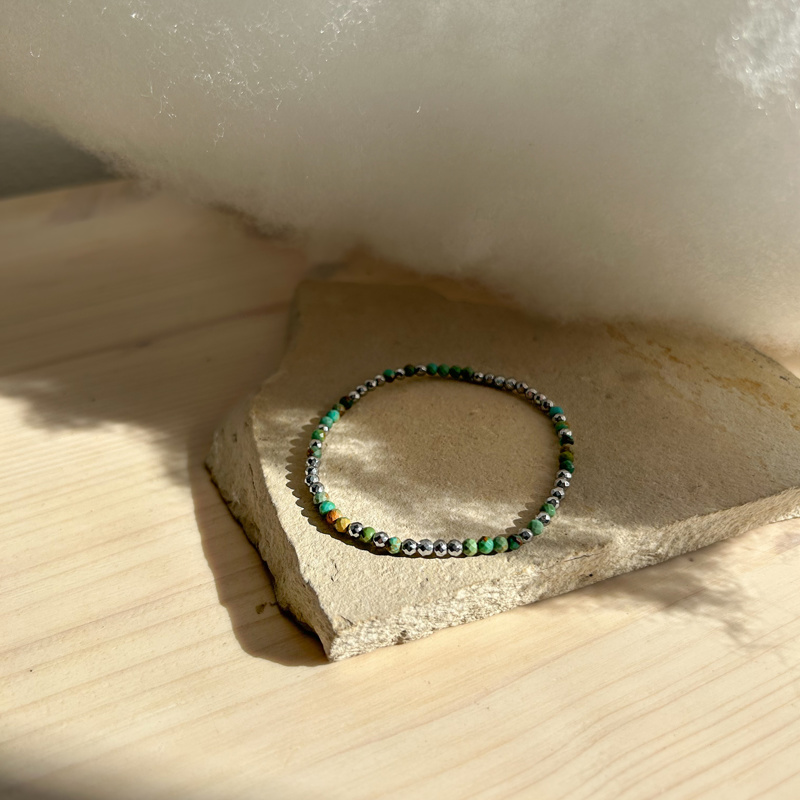 bracciale double - ematite e turchese africano