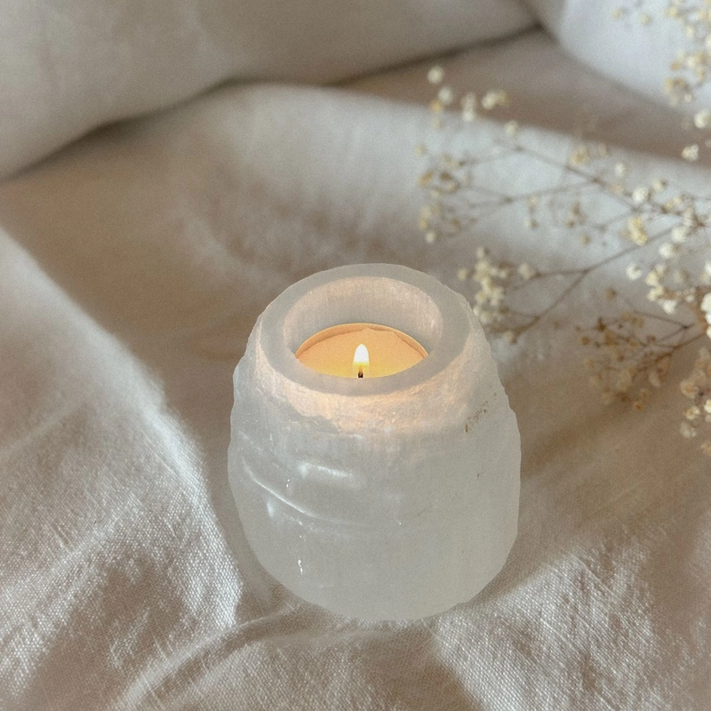portacandela in Selenite grezza ♡