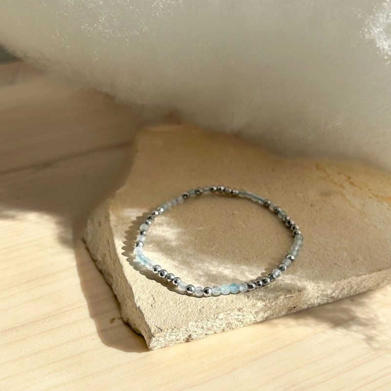 bracciale double - ematite e acquamarina