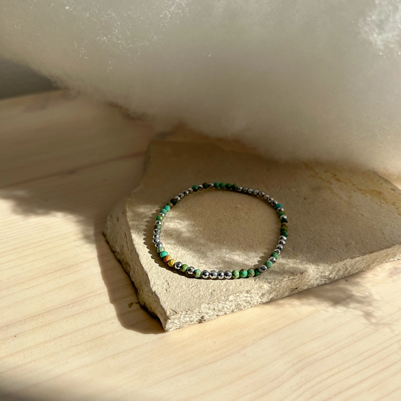 bracciale double - ematite e turchese africano