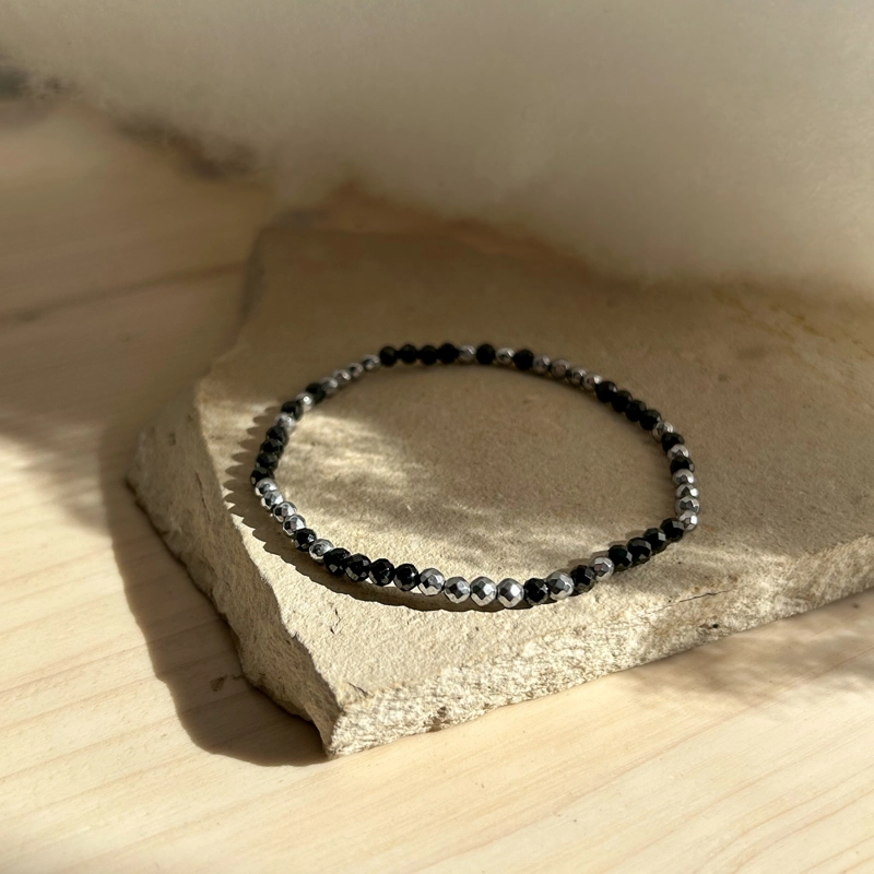 bracciale double - ematite e spinello nero