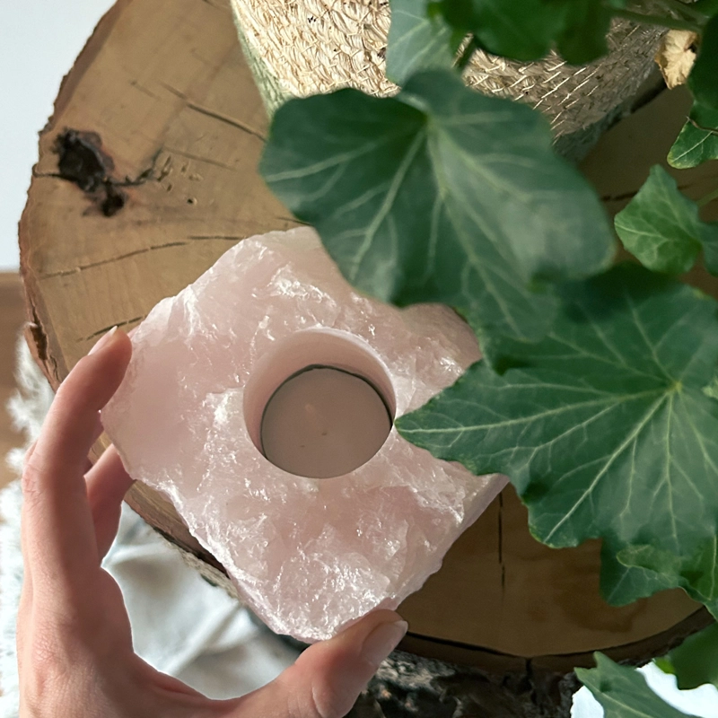 portacandela quarzo rosa